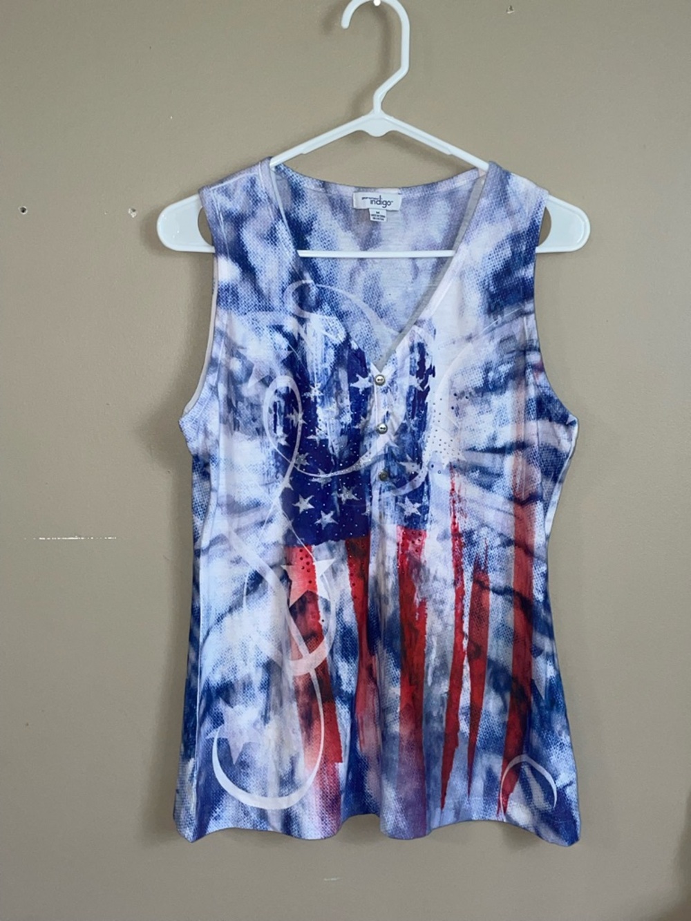 Great Northwest Indigo “Patriotic musical” sleeveless shirt size M